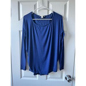 Miami Blouse XS Women's Blue Casual Oversized Round Neck Casual Lounge